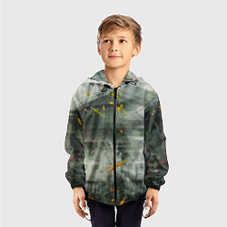 Ветровка с капюшоном детская Абстрактный силуэт дома и краски на поверхности, цвет: 3D-черный — фото 2