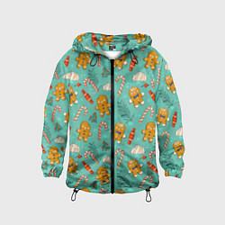 Детская ветровка Новогодний паттерн с печеньем и конфетами