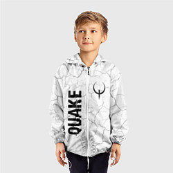 Ветровка с капюшоном детская Quake glitch на светлом фоне: надпись, символ, цвет: 3D-белый — фото 2