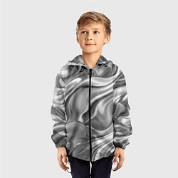 Ветровка с капюшоном детская Плавленное серебро, цвет: 3D-черный — фото 2