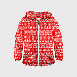 Ветровка с капюшоном детская New Years winter pattern, цвет: 3D-белый