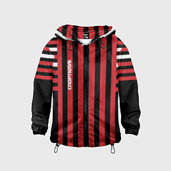 Детская ветровка Красно черный полосатый узор Спортклуб