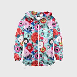 Ветровка с капюшоном детская Abstract flowers, цвет: 3D-белый