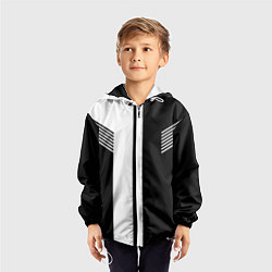 Ветровка с капюшоном детская Чёрные и белые полоски, цвет: 3D-белый — фото 2