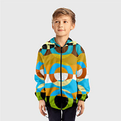 Ветровка с капюшоном детская Разноцветный абстрактный волнообразный паттерн с к, цвет: 3D-черный — фото 2