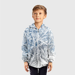 Ветровка с капюшоном детская Абстрактный ледяной паттерн, цвет: 3D-белый — фото 2