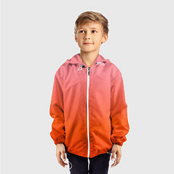 Ветровка с капюшоном детская Оранжево-розовый градиент, цвет: 3D-белый — фото 2