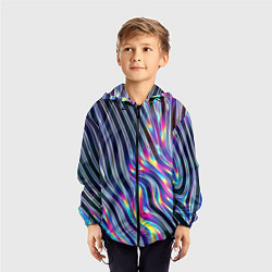 Ветровка с капюшоном детская Металлический блеск, цвет: 3D-черный — фото 2