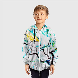Ветровка с капюшоном детская Абстракция лед, цвет: 3D-белый — фото 2