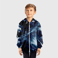 Ветровка с капюшоном детская Тёмно-ледяной фон и бесконечный код, цвет: 3D-белый — фото 2