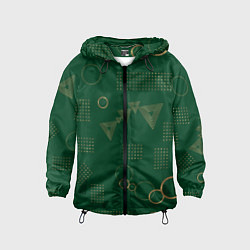 Ветровка с капюшоном детская Memphis Узор из треугольников кругов и точек, цвет: 3D-черный