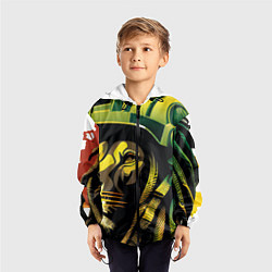 Ветровка с капюшоном детская Раста Лев в каске, цвет: 3D-черный — фото 2