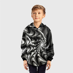 Ветровка с капюшоном детская Abstract fractal grey, цвет: 3D-черный — фото 2