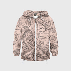 Детская ветровка Дракон - унесенные призраками: тату на бежевом