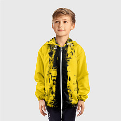 Ветровка с капюшоном детская Вертикальная черно-желтая полоса Cyberpunk 2077, цвет: 3D-белый — фото 2