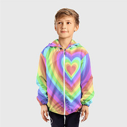 Ветровка с капюшоном детская Сердце - пастельные цвета, цвет: 3D-белый — фото 2