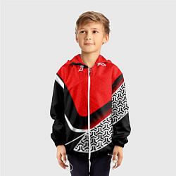 Ветровка с капюшоном детская Геометрическая униформа - красная, цвет: 3D-белый — фото 2