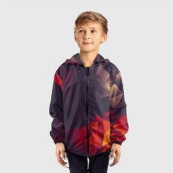 Ветровка с капюшоном детская Полигональный узор, цвет: 3D-черный — фото 2