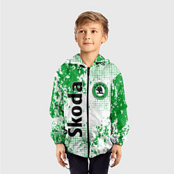 Ветровка с капюшоном детская Skoda auto logo, цвет: 3D-черный — фото 2