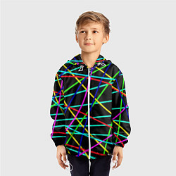 Ветровка с капюшоном детская Яркие полосы абстракция, цвет: 3D-белый — фото 2