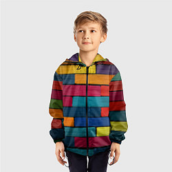 Ветровка с капюшоном детская Цветные кирпичики, цвет: 3D-черный — фото 2