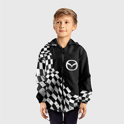 Ветровка с капюшоном детская Mazda racing flag, цвет: 3D-черный — фото 2