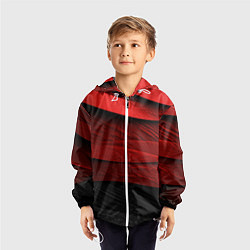 Ветровка с капюшоном детская Шероховатая красно-черная текстура, цвет: 3D-белый — фото 2