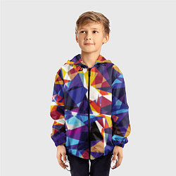 Ветровка с капюшоном детская Мозаичный узор, цвет: 3D-черный — фото 2