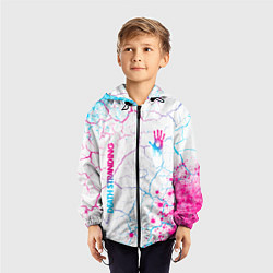 Ветровка с капюшоном детская Death Stranding neon gradient style: надпись, симв, цвет: 3D-черный — фото 2