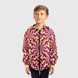 Ветровка с капюшоном детская Желто-фиолетовая иллюзия вращения, цвет: 3D-черный — фото 2