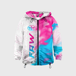 Ветровка с капюшоном детская FAW neon gradient style: по-вертикали, цвет: 3D-черный