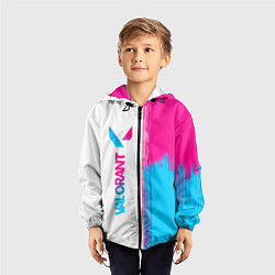 Ветровка с капюшоном детская Valorant neon gradient style: по-вертикали, цвет: 3D-черный — фото 2