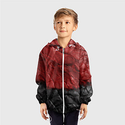 Ветровка с капюшоном детская Черная красная текстура, цвет: 3D-белый — фото 2