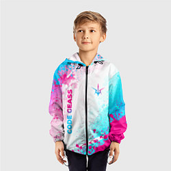 Ветровка с капюшоном детская Code Geass neon gradient style: надпись, символ, цвет: 3D-черный — фото 2