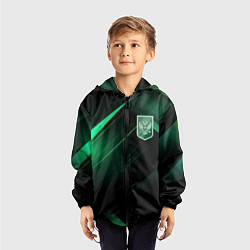 Ветровка с капюшоном детская Герб РФ зеленый черный фон, цвет: 3D-черный — фото 2