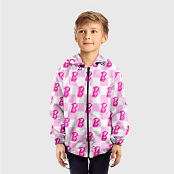 Ветровка с капюшоном детская Розовая шашка и Барби, цвет: 3D-черный — фото 2