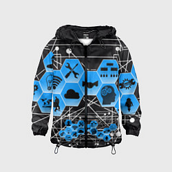 Ветровка с капюшоном детская Виртуальный мир, цвет: 3D-черный