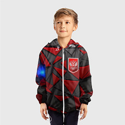 Ветровка с капюшоном детская Красный герб РФ, цвет: 3D-белый — фото 2