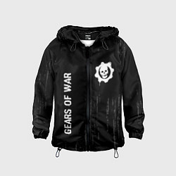 Ветровка с капюшоном детская Gears of War glitch на темном фоне: надпись, симво, цвет: 3D-черный