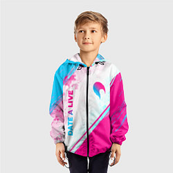 Ветровка с капюшоном детская Date A Live neon gradient style: надпись, символ, цвет: 3D-черный — фото 2