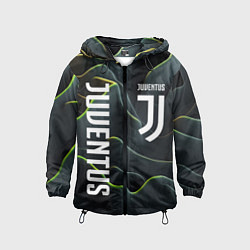 Ветровка с капюшоном детская Juventus dark green logo, цвет: 3D-черный