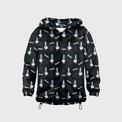 Ветровка с капюшоном детская Гуси на темном фоне, цвет: 3D-черный