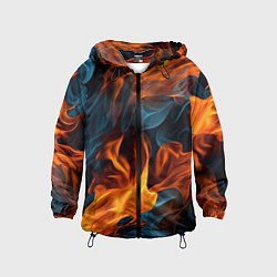 Ветровка с капюшоном детская Пламя огня, цвет: 3D-черный