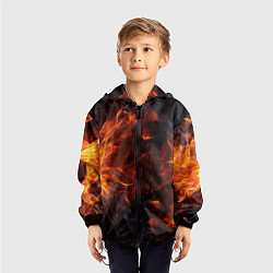 Ветровка с капюшоном детская Огонь и искры, цвет: 3D-черный — фото 2
