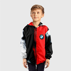 Ветровка с капюшоном детская Bmw sport colors, цвет: 3D-черный — фото 2