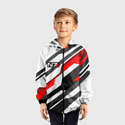 Ветровка с капюшоном детская Mass effect - white uniform n7, цвет: 3D-черный — фото 2