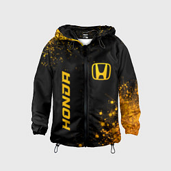 Ветровка с капюшоном детская Honda - gold gradient: надпись, символ, цвет: 3D-черный