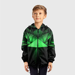 Ветровка с капюшоном детская Яркая зеленая геометрия, цвет: 3D-черный — фото 2