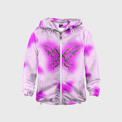 Ветровка с капюшоном детская Y2K purple butterfly, цвет: 3D-белый