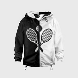 Ветровка с капюшоном детская Теннис - чёрно белое, цвет: 3D-черный